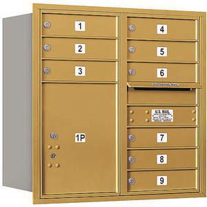 SALSBURY INDUSTRIES 3708D-09GRP Horizontal Mailbox Private 10 Doors Gold Rl 30-1/2 Inch | AG3KBF 33LK74
