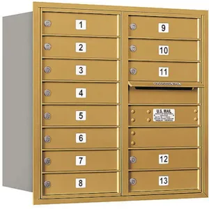 SALSBURY INDUSTRIES 3708D-13GRP Horizontal Mailbox Private 13 Doors Gold Rl 30-1/2 Inch | AG3KFJ 33LL71