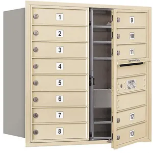 SALSBURY INDUSTRIES 3708D-13SFU Horizontal Mailbox Usps 13 Doors Sandstone Fl 30-1/2 Inch | AG3KFL 33LL73