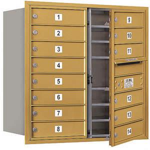 SALSBURY INDUSTRIES 3708D-14GFP Horizontal Mailbox Private 14 Doors Gold Fl 30-1/2 Inch | AG3KPC 33LN60