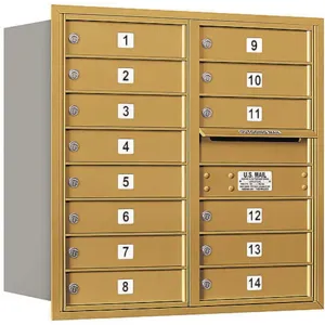 SALSBURY INDUSTRIES 3708D-14GRP Horizontal Mailbox Private 14 Doors Gold Rl 30-1/2 Inch | AG3KKY 33LM86