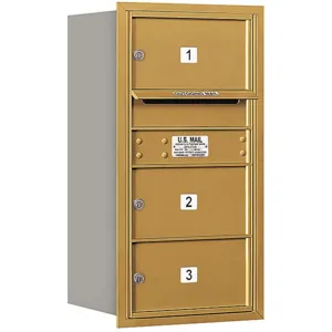 SALSBURY INDUSTRIES 3708S-03GRP Horizontal Mailbox Private 3 Door Gold Rl 30-1/2 Inch | AG3HHA 33KX52