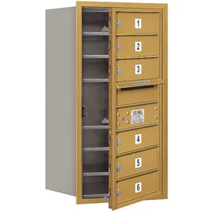 SALSBURY INDUSTRIES 3708S-06GFP Horizontal Mailbox Private 6 Door Gold Fl 30-1/2 Inch | AG3HRB 33KZ97