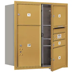 SALSBURY INDUSTRIES 3709D-04GFP Horizontal Mailbox Private 5 Door Gold Fl 34 Inch | AG3JWR 33LJ95