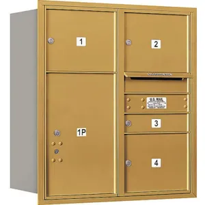 SALSBURY INDUSTRIES 3709D-04GRU Horizontal Mailbox Usps 5 Door Gold Rl 34 Inch | AG3JQX 33LH54