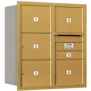 SALSBURY INDUSTRIES 3709D-06GRU Horizontal Mailbox Usps 6 Door Gold Rl 34 Inch | AG3JTY 33LJ19