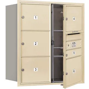 SALSBURY INDUSTRIES 3709D-06SFP Horizontal Mailbox Private 6 Door Sandstone Fl 34 Inch | AG3JWX 33LK01