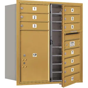 SALSBURY INDUSTRIES 3709D-10GFU Horizontal Mailbox Usps 11 Doors Gold Fl 34 Inch | AG3KGP 33LM04