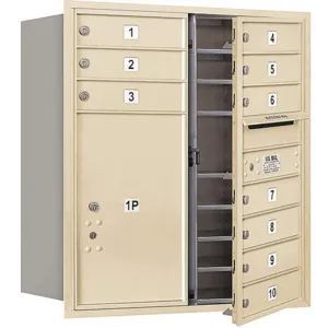 SALSBURY INDUSTRIES 3709D-10SFP Horizontal Mailbox Private 11 Doors Sandstone Fl 34 Inch | AG3KPH 33LN65