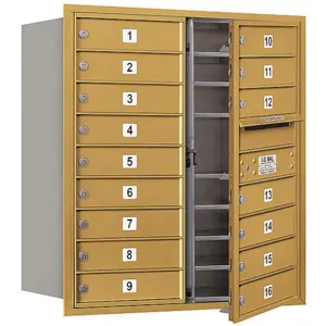 SALSBURY INDUSTRIES 3709D-16GFP Horizontal Mailbox Private 16 Doors Gold Fl 34 Inch | AG3KYJ 33LR62