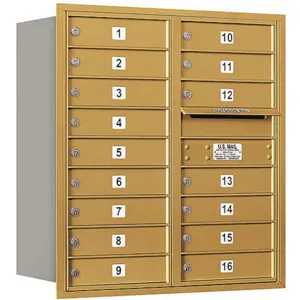 SALSBURY INDUSTRIES 3709D-16GRU Horizontal Mailbox Usps 16 Doors Gold Rl 34 Inch | AG3KWG 33LR10