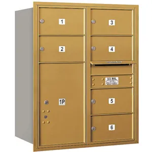 SALSBURY INDUSTRIES 3710D-06GRP Horizontal Mailbox Private 7 Door Gold Rl 37-1/2 Inch | AG3KGA 33LL90