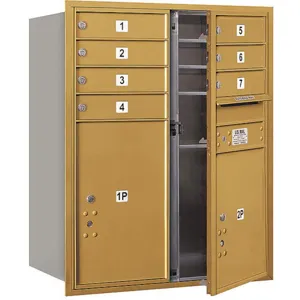 SALSBURY INDUSTRIES 3710D-07GFP Horizontal Mailbox Pl5 9 Doors Gold Fl 37-1/2 Inch | AG3KRW 33LP25