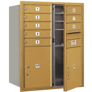 SALSBURY INDUSTRIES 3710D-08GFP Horizontal Mailbox Private 10 Doors Gold Fl 37-1/2 Inch | AG3KUK 33LP65