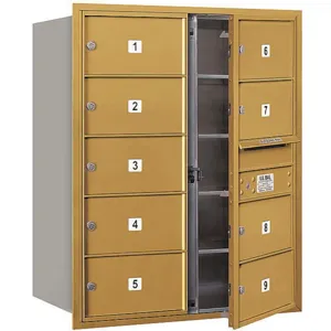 SALSBURY INDUSTRIES 3710D-09GFP Horizontal Mailbox Private 9 Doors Gold Fl 37-1/2 Inch | AG3KNP 33LN48