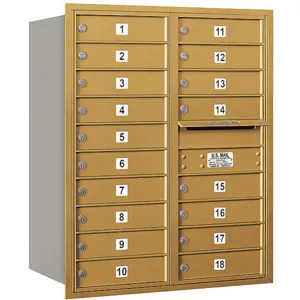 SALSBURY INDUSTRIES 3710D-18GRP Horizontal Mailbox Private 18 Doors Gold Rl 37-1/2 Inch | AG3LEW 33LU19