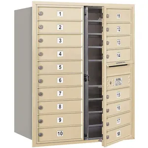 SALSBURY INDUSTRIES 3710D-18SFP Horizontal Mailbox Private 18 Doors Sandstone Fl 37-1/2 Inch | AG3LHQ 33LU83