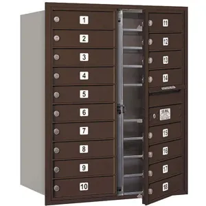 SALSBURY INDUSTRIES 3710D-18ZFU Horizontal Mailbox Usps 18 Doors Bronze Fl 37-1/2 Inch | AG3LFB 33LU24