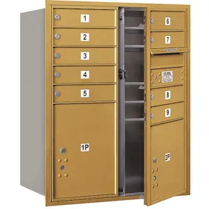 SALSBURY INDUSTRIES 3710DA-09GFU Horizontal Mailbox Mb1 11 Doors Gold Fl 37-1/2 Inch | AG3KPM 33LN69