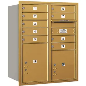 SALSBURY INDUSTRIES 3710DA-09GRP Horizontal Mailbox Private 11 Doors Gold Rl 37-1/2 Inch | AG3KUP 33LP69