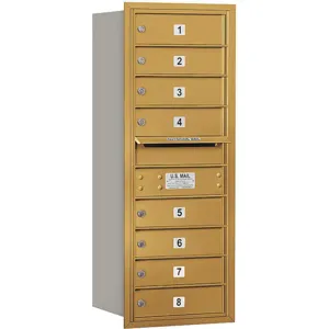 SALSBURY INDUSTRIES 3710S-08GRP Horizontal Mailbox Private 8 Door Gold Rl 37-1/2 Inch | AG3HZP 33LD07