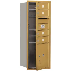 SALSBURY INDUSTRIES 3710SA-04GFP Horizontal Mailbox Private 5 Door Gold Fl 37-1/2 Inch | AG3HXH 33LC37