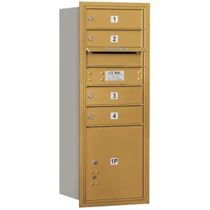 SALSBURY INDUSTRIES 3710SA-04GRU Horizontal Mailbox Usps 5 Door Gold Rl 37-1/2 Inch | AG3HRZ 33LA04