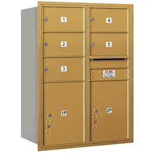 SALSBURY INDUSTRIES 3711D-05GRP Horizontal Mailbox Private 7 Door Gold Rl 41 Inch | AG3KQE 33LN86