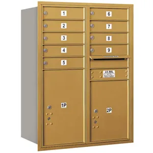 SALSBURY INDUSTRIES 3711D-09GRU Horizontal Mailbox Usps 11 Doors Gold Rl 41 Inch | AG3KUZ 33LP79