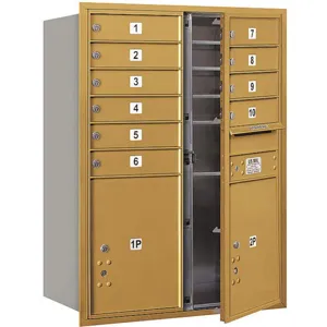 SALSBURY INDUSTRIES 3711D-10GFU Horizontal Mailbox Usps 12 Doors Gold Fl 41 Inch | AG3KWU 33LR25