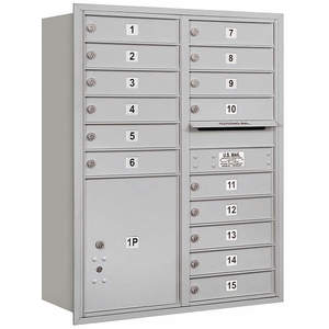 SALSBURY INDUSTRIES 3711D-15ARU Horizontal Mailbox Usps 16 Doors Aluminium Rl 41 Inch | AG3LFF 33LU28