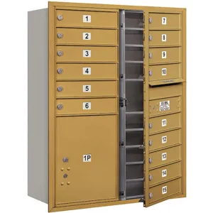 SALSBURY INDUSTRIES 3711D-15GFP Horizontal Mailbox Private 16 Doors Gold Fl 41 Inch | AG3LKJ 33LV29