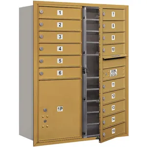 SALSBURY INDUSTRIES 3711D-15GFU Horizontal Mailbox Usps 16 Doors Gold Fl 41 Inch | AG3LFG 33LU29