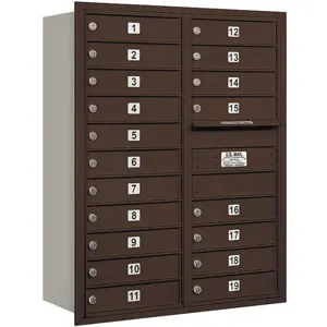 SALSBURY INDUSTRIES 3711D-19ZRU Horizontal Mailbox, Usps, 19 Doors, Bronze, 41 Height | AG3LKZ 33LV43