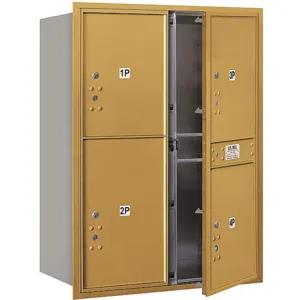 SALSBURY INDUSTRIES 3711D-4PGFP Horizontal Mailbox Private 4 Door Gold Fl 41 Inch | AG3KRR 33LP21