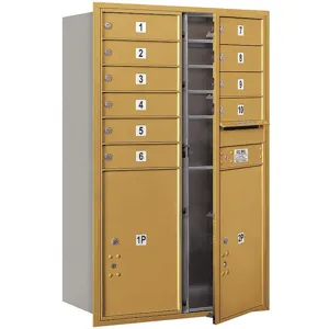 SALSBURY INDUSTRIES 3712D-10GFP Horizontal Mailbox Private 12 Doors Gold Fl 44-1/2 Inch | AG3JZU 33LU86