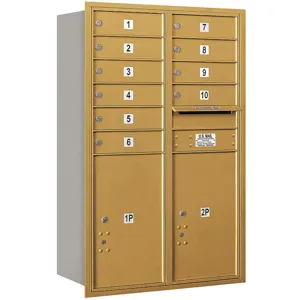 SALSBURY INDUSTRIES 3712D-10GRP Horizontal Mailbox Private 12 Doors Gold Rl 44-1/2 Inch | AG3LFP 33LU36