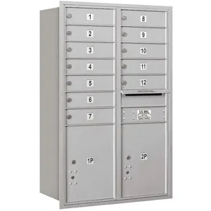 SALSBURY INDUSTRIES 3712D-12ARP Horizontal Mailbox Private 14 Doors Aluminium Rl 44-1/2 Inch | AG3LKD 33LV24