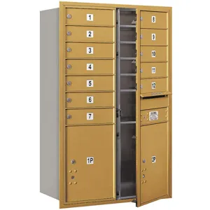 SALSBURY INDUSTRIES 3712D-12GFU Horizontal Mailbox Usps 14 Doors Gold Fl 44-1/2 Inch | AG3LFV 33LU41