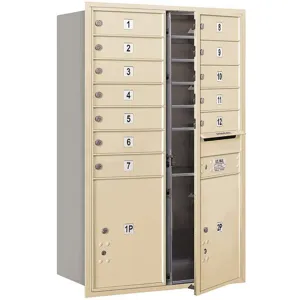 SALSBURY INDUSTRIES 3712D-12SFP Horizontal Mailbox Private 14 Doors Sandstone Fl 44-1/2 Inch | AG3LNU 33LW13