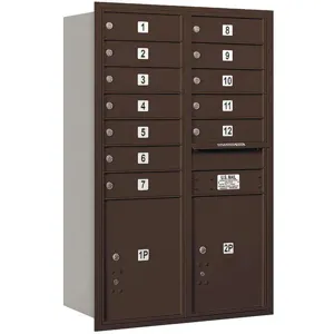 SALSBURY INDUSTRIES 3712D-12ZRP Horizontal Mailbox Private 14 Doors Bronze Rl 44-1/2 Inch | AG3LKG 33LV27