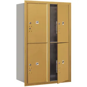 SALSBURY INDUSTRIES 3712D-4PGFU Horizontal Mailbox Usps 4 Door Gold Fl 44-1/2 Inch | AG3KCJ 33LL01