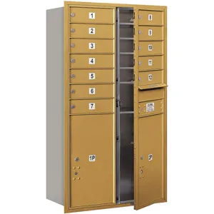 SALSBURY INDUSTRIES 3713D-12GFP Horizontal Mailbox Private 14 Doors Gold Fl 48 Inch | AG3LUG 33LX11