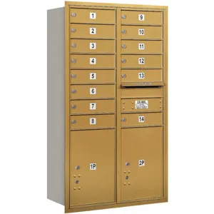 SALSBURY INDUSTRIES 3713D-14GRP Horizontal Mailbox Private 16 Doors Gold Rl 48 Inch | AG3LVY 33LX49