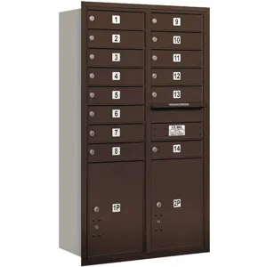 SALSBURY INDUSTRIES 3713D-14ZRU Horizontal Mailbox Usps 16 Doors Bronze Rl 48 Inch | AG3LRD 33LW68