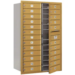 SALSBURY INDUSTRIES 3713D-24GFP Horizontal Mailbox Private 24 Doors Gold Fl 48 Inch | AG3MGE 33LZ97