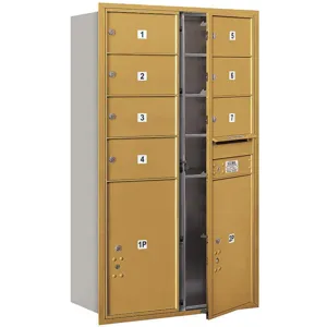 SALSBURY INDUSTRIES 3714D-07GFU Horizontal Mailbox Usps 9 Doors Gold Fl 51-1/2 Inch | AG3LDZ 33LT98