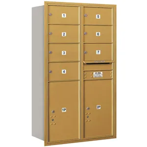 SALSBURY INDUSTRIES 3714D-07GRP Horizontal Mailbox Private 9 Doors Gold Rl 51-1/2 Inch | AG3LKA 33LV21