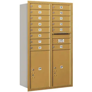 SALSBURY INDUSTRIES 3714D-14GRP Horizontal Mailbox Private 16 Doors Gold Rl 51-1/2 Inch | AG3LYY 33LY28