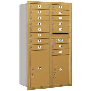 SALSBURY INDUSTRIES 3714D-15GRU Horizontal Mailbox Usps 17 Doors Gold Rl 51-1/2 Inch | AG3LYF 33LY08